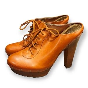 Same edelman leather chunky heel studded mules size 9